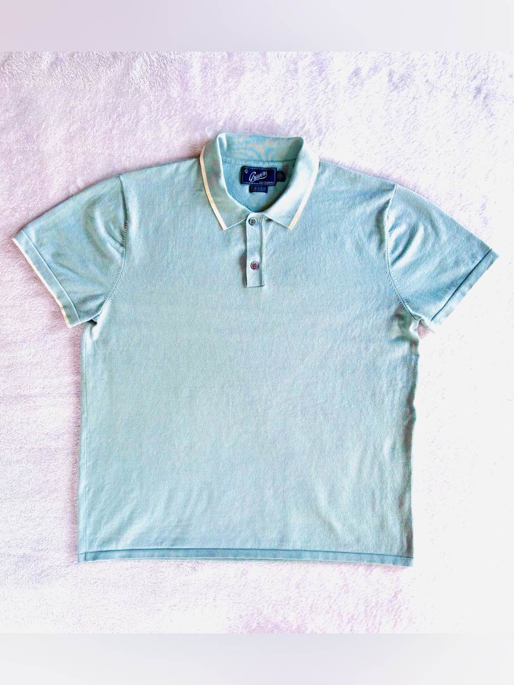Grayers Cloud Cotton Viscose Sweater Polo Shirt, Robin Egg Blue, Size L